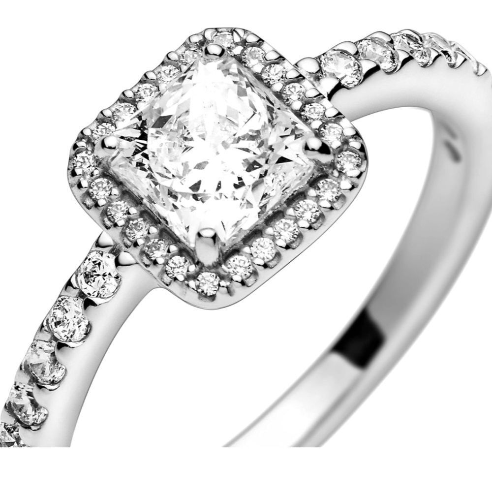 🐢 PANDORA Square Sparkle Halo Ring - Stunning Sophisticated Ring Size 10
